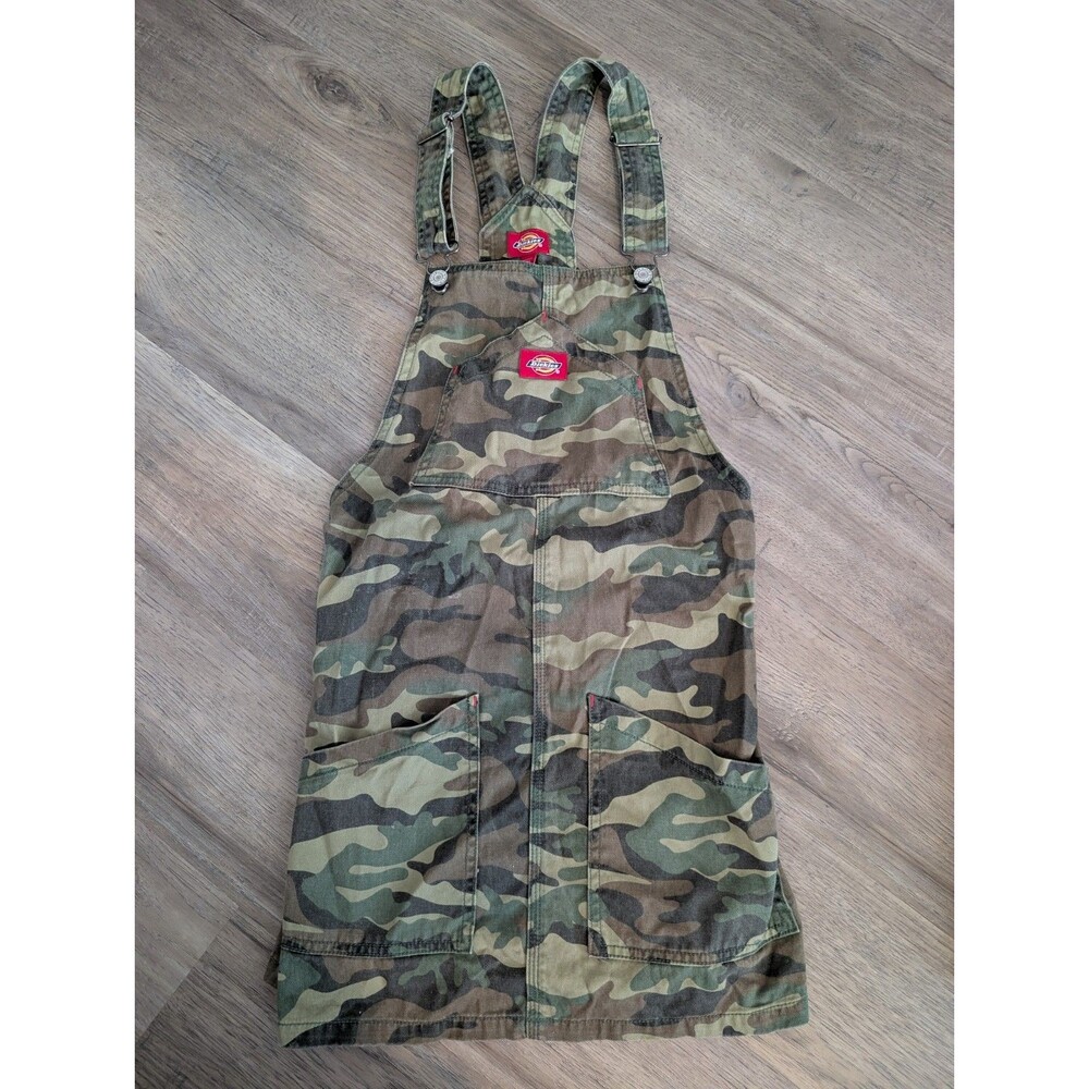 Dickies Women Juniors Camo Bib Overalls Pinafore Dress Size XS